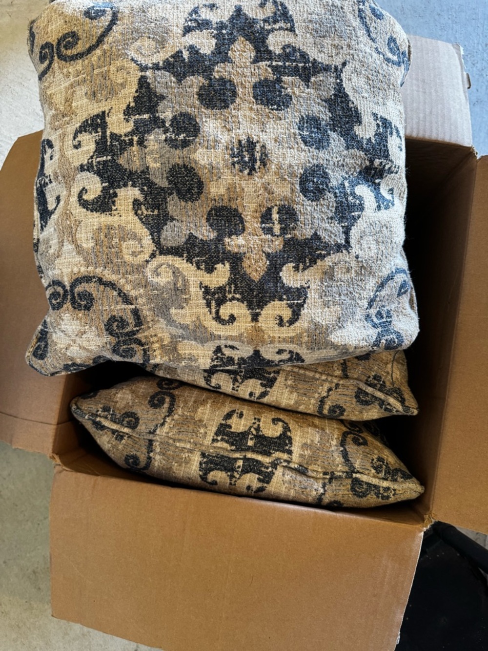 Neutral Beige and Navy Decorative Pillow Set - Home Accents